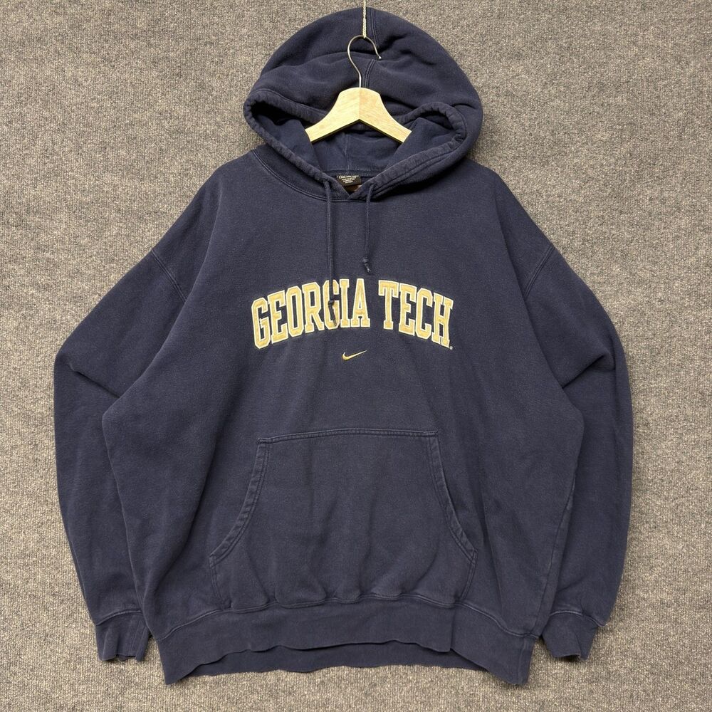Vintage Nike Team Georgia Tech Hoodie Mens 2XL Fleece College NCAA Center Swoosh